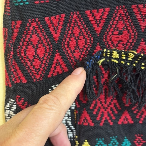 La Original | Vintage 100% Cotton Guatemala Fringe Woven Folklore Cat Vest L - Picture 3 of 17